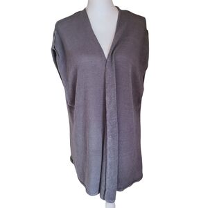 j.jill pure jill long open front sweater vest linen blend gray plus size 4x